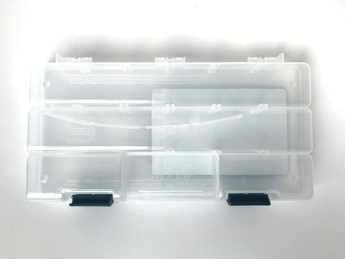 Plastic Tackle Boxes 4-Pack with Locking Latch, 9 Compartments, Blue