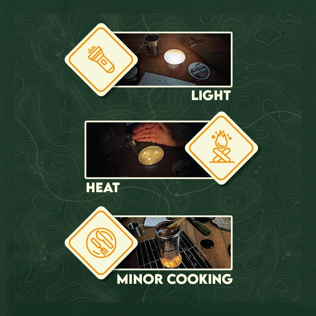 3-Wick Emergency Candle 36-Hour Long Burn Soy & Palm Wax Survival Light