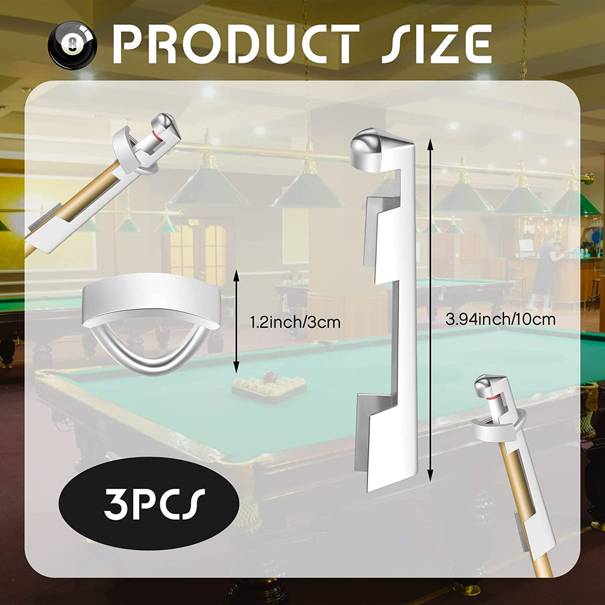 3 Pieces Pool Cue Tip Clamps Stainless Steel Repair Kit