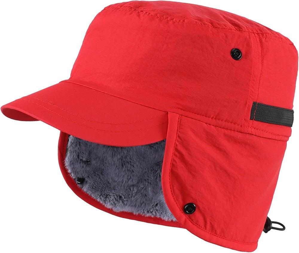 Men's Winter Hat with Visor and Earflaps - Waterproof, Insulated, Adjustable