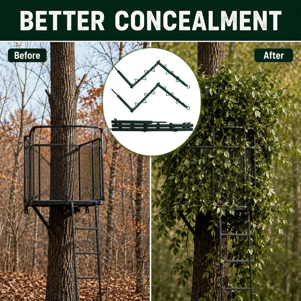 Camouflage Branch Stand Set for Hunting Tree Concealment - Weatherproof Metal