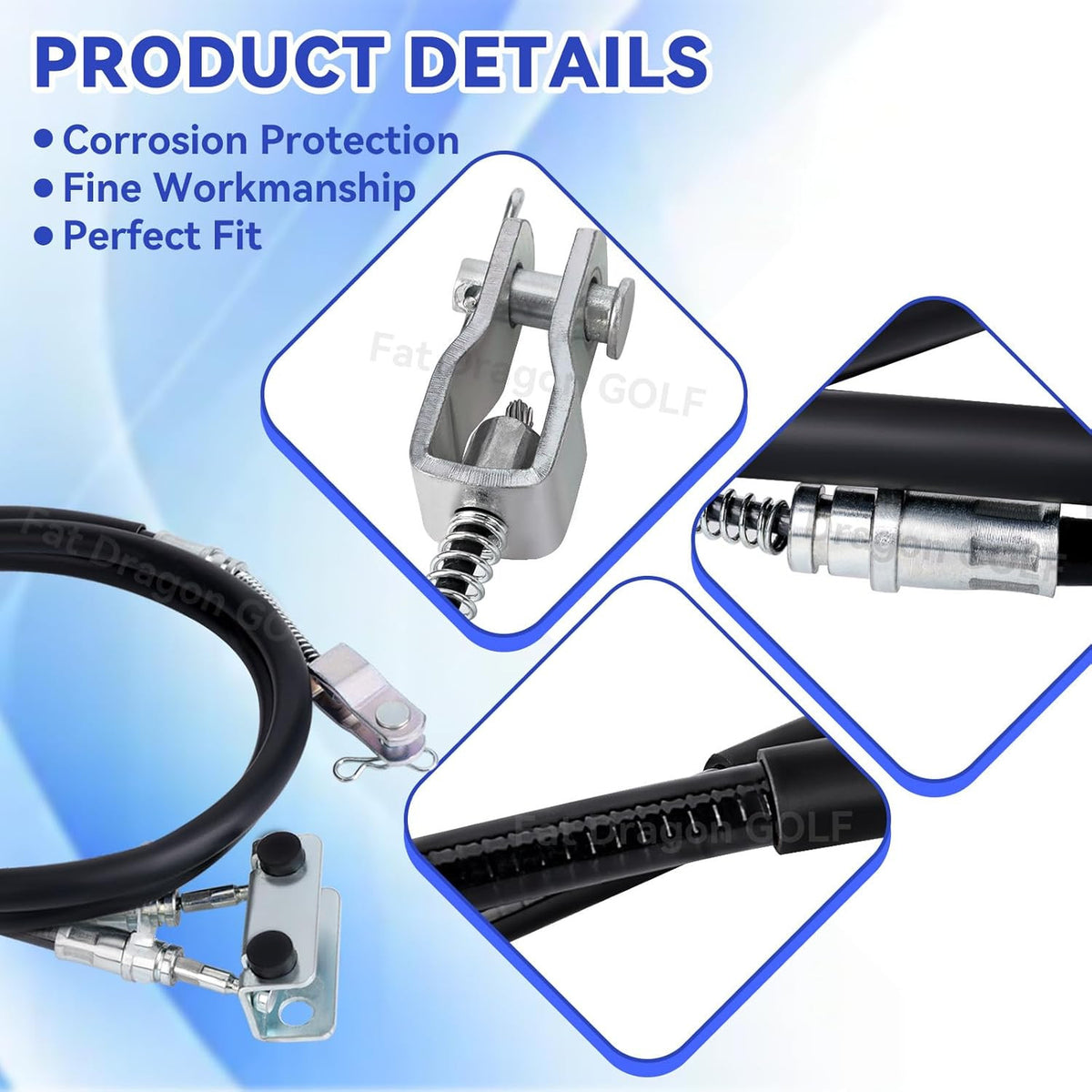 Golf Cart Brake Cable Set for EZGO TXT & Medalist 1994-2008 Stainless Steel