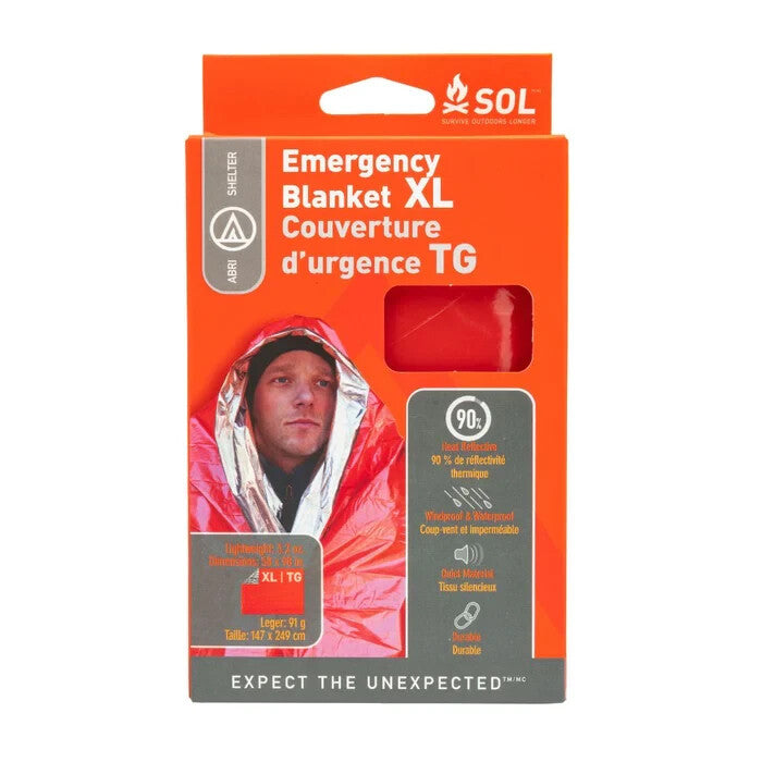 XL Emergency Thermal Blanket - Reflects 90% Body Heat, Waterproof & Durable