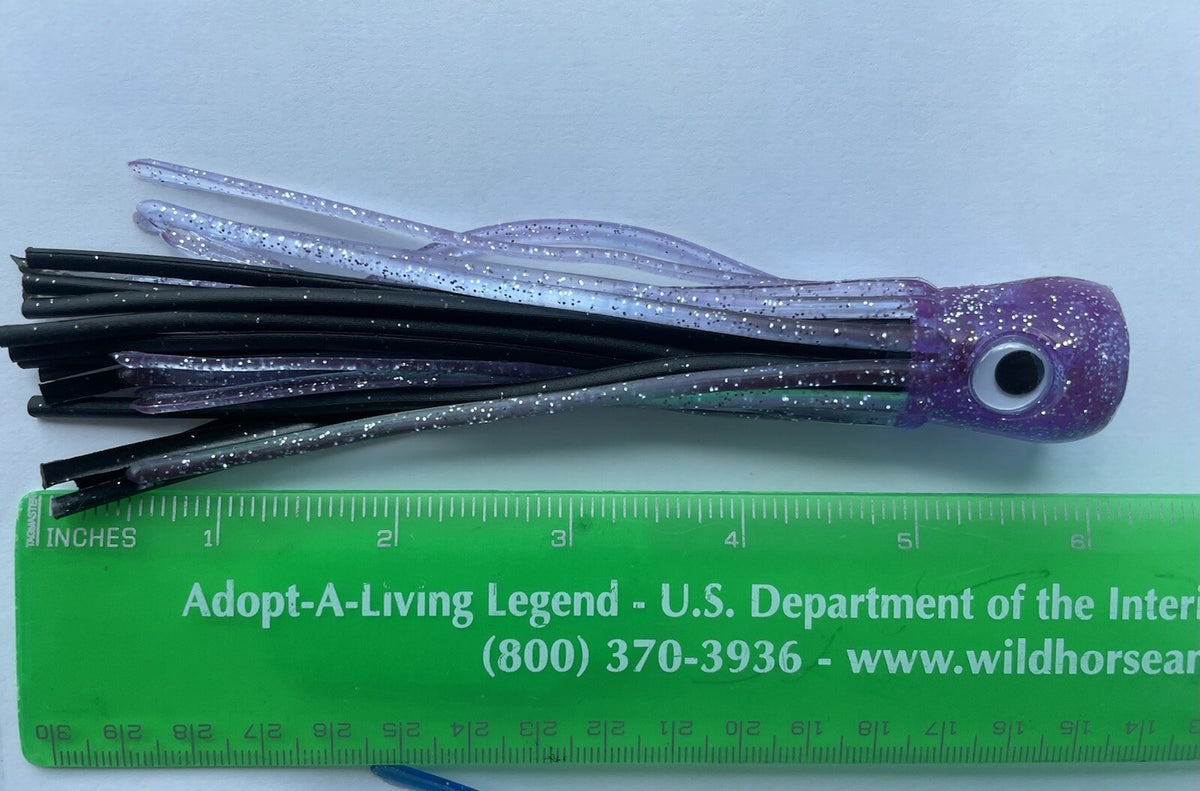 Fishing Trolling Skirts 5 Pack - Glitter Double Skirted Lures for Tuna Mahi Wahoo