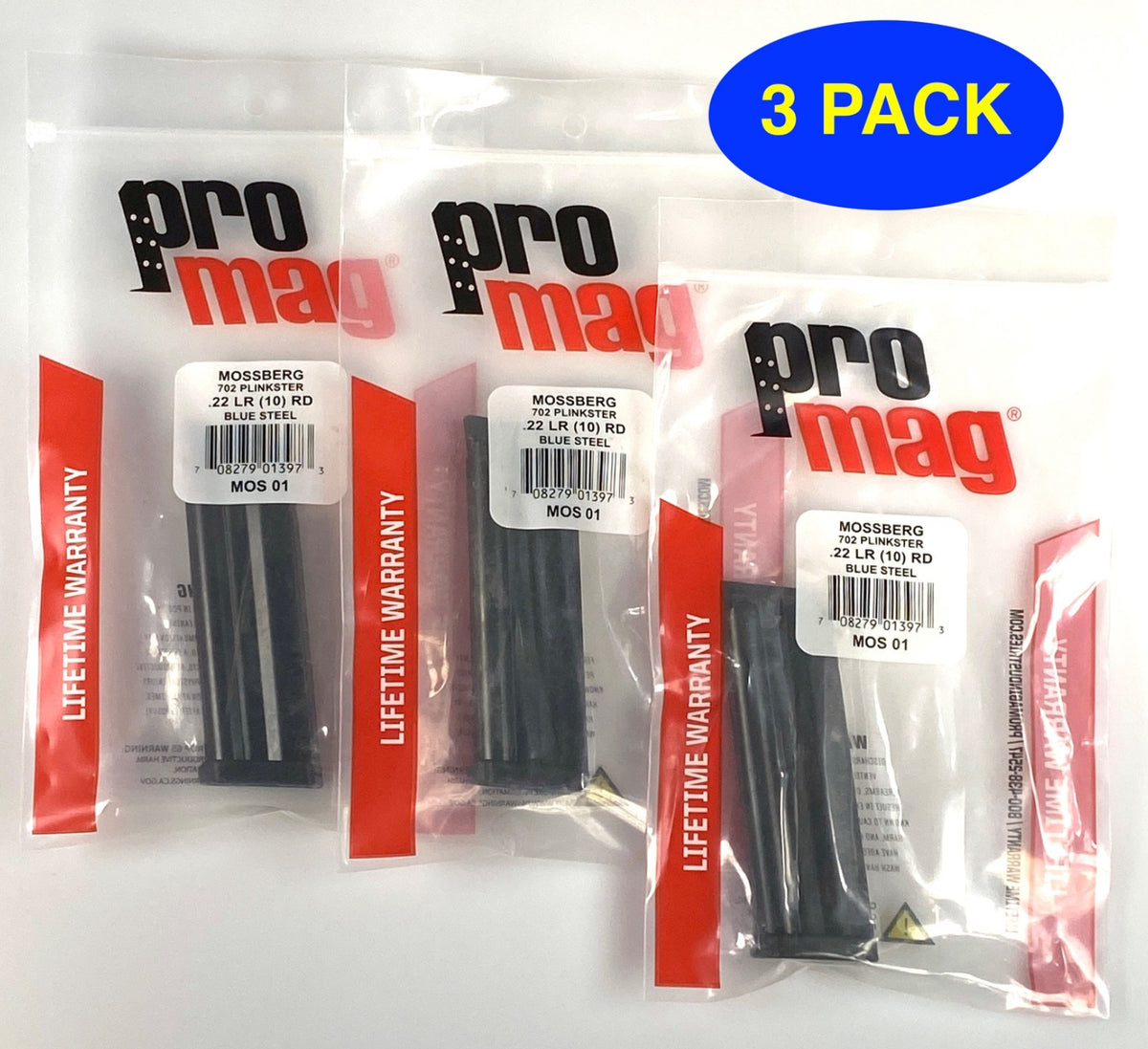 ProMag 22LR Magazine Pack for Mossberg 702 Plinkster & Rossi RS22 - 10 Rounds, 3 Pack