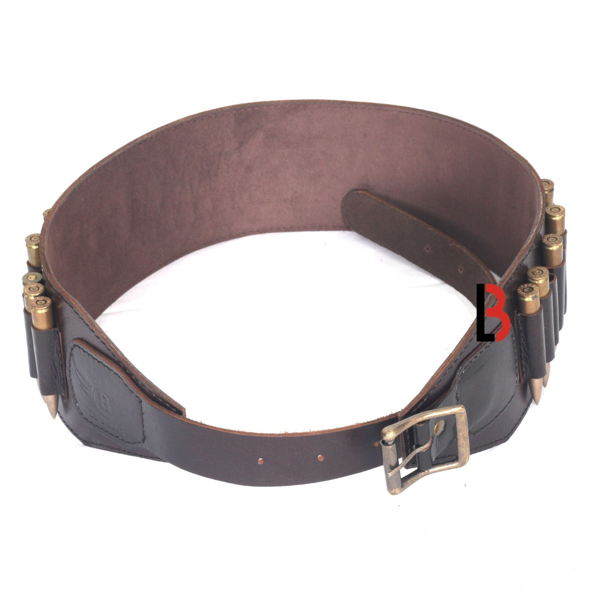 Cowhide Leather Rifle Cartridge Belt for Hunting & Shooting - Adjustable Bandolier, Up to 44 Shells