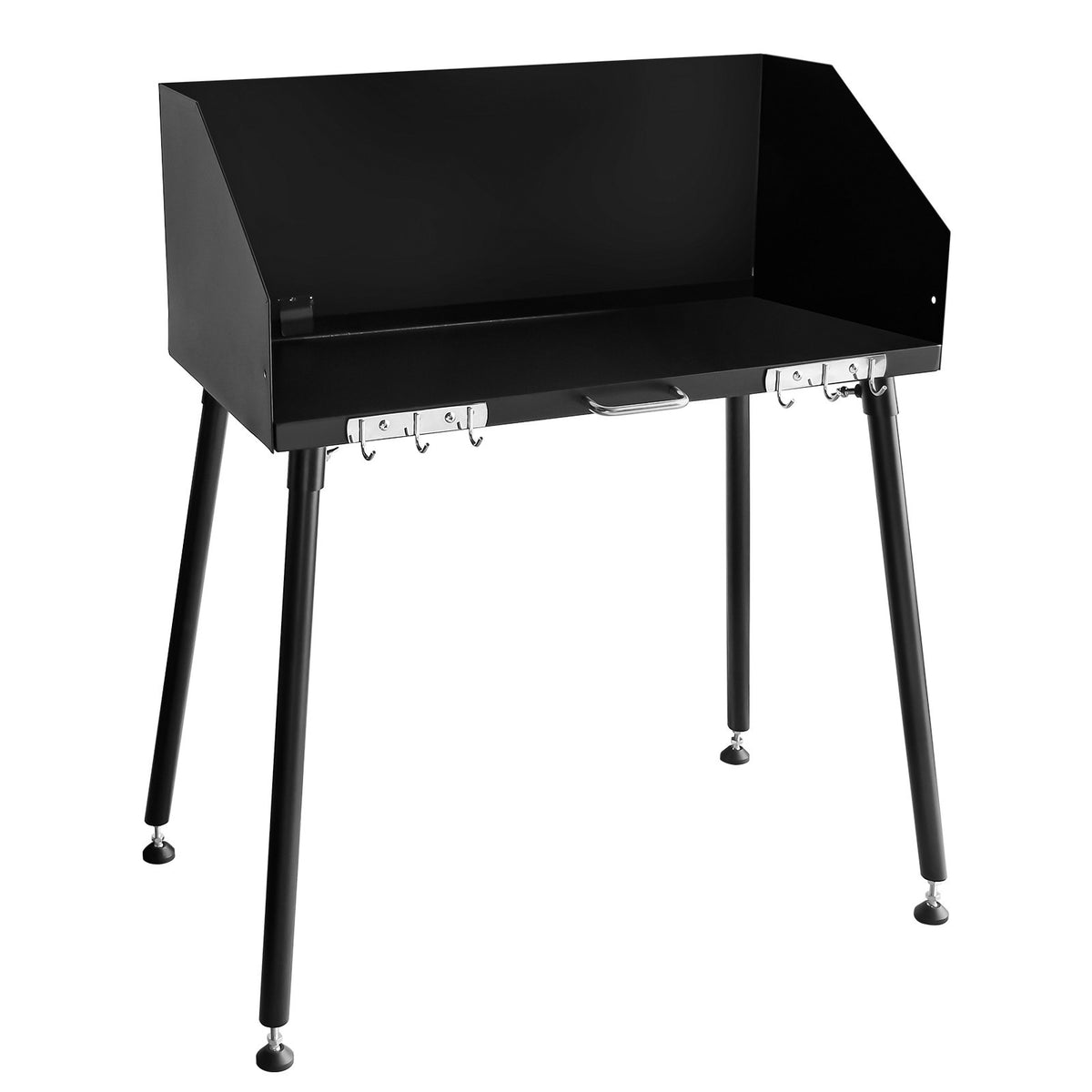 Camping Cooking Table with Windshield - 30x16 Inch Carbon Steel Portable Table