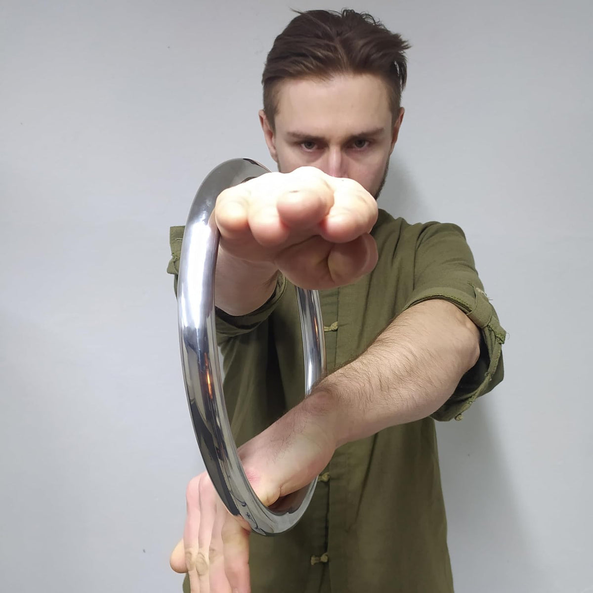 Stainless Steel Wing Chun Ring Hand Grip Training Equipment - 2 Pack