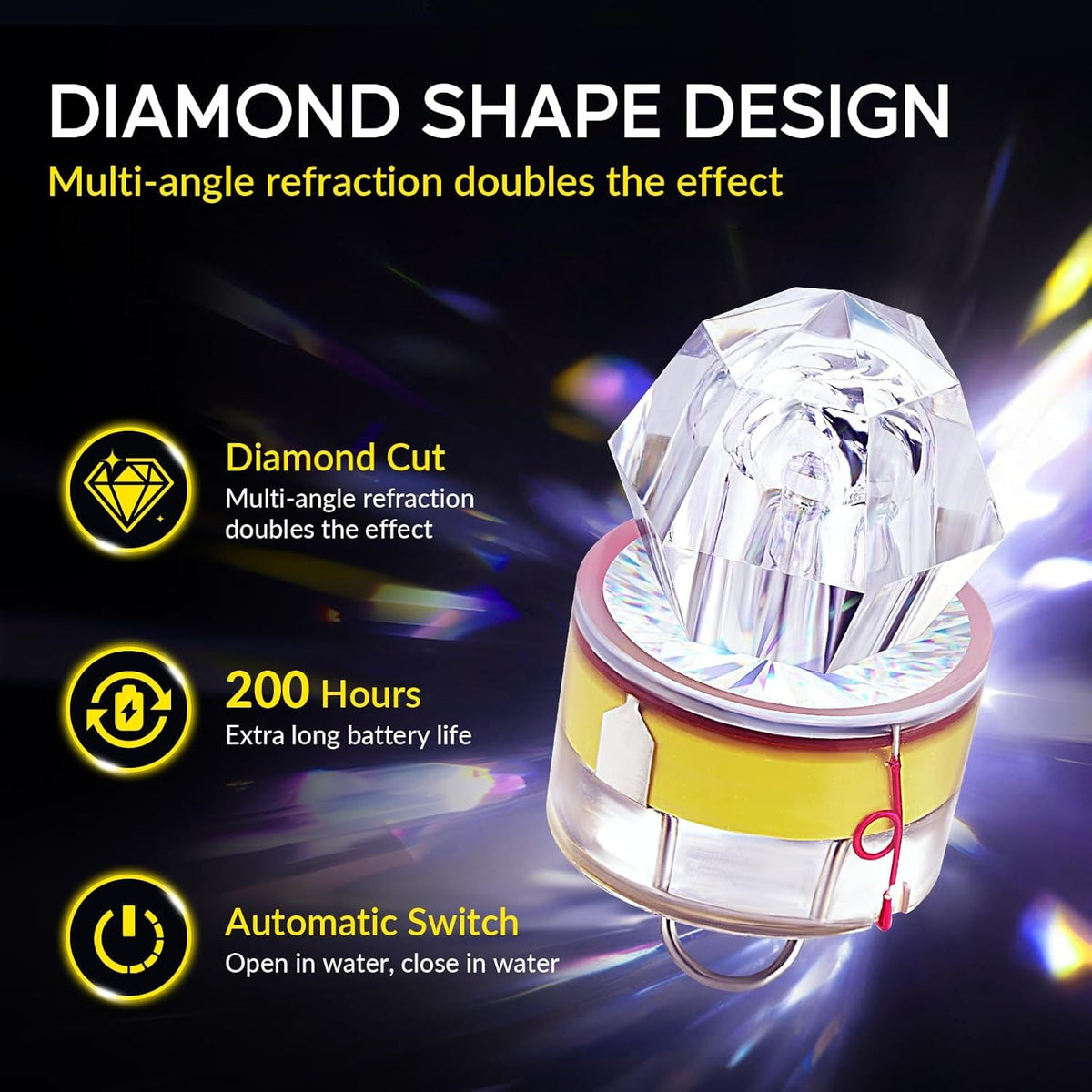 6PCS LED Deep Drop Underwater Fish Lures Water-Activated Flashing Lights