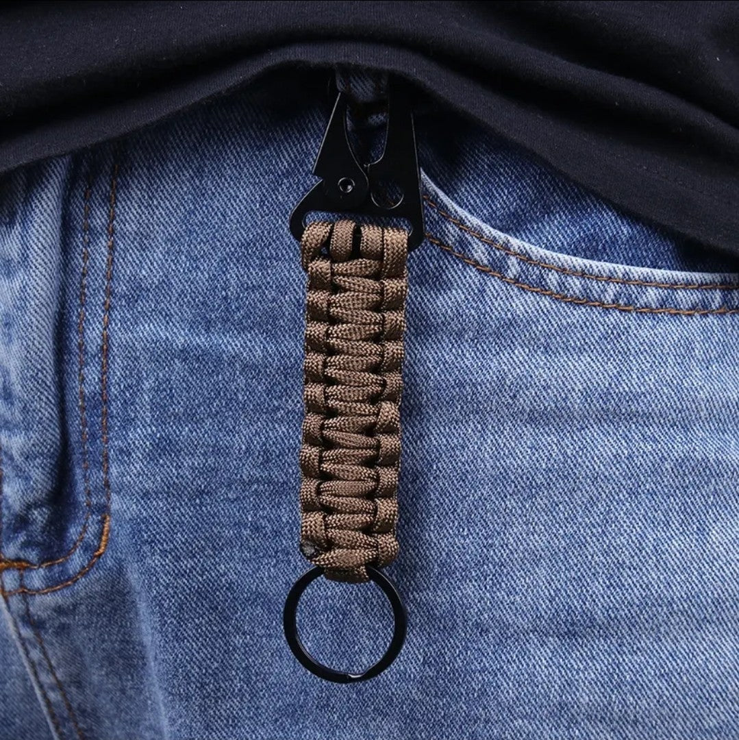 Tactical Paracord Keychain with HK Clip - Rugged EDC Key Fob and Lanyard