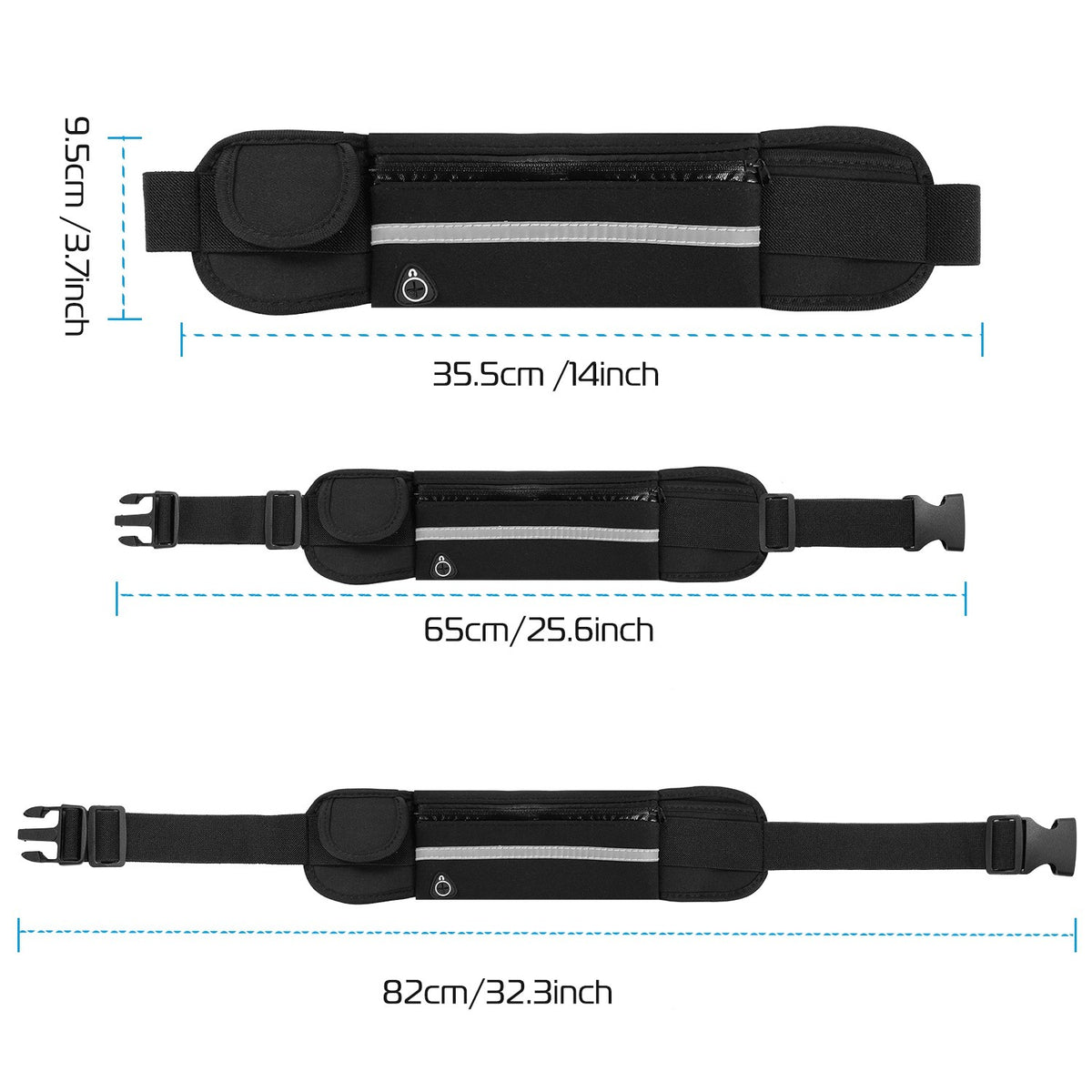 Waterproof Running Waist Bag with Adjustable Zip Belt for Sports & Jogging