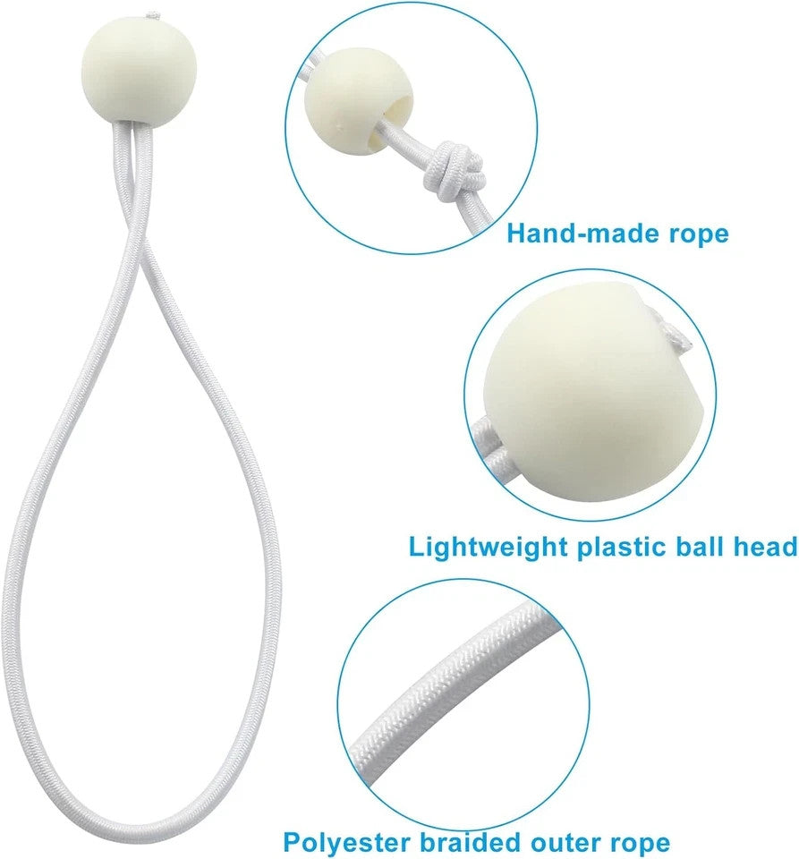 Heavy Duty 6-Inch White Bungee Cord Tie Down Straps - 100 Pack
