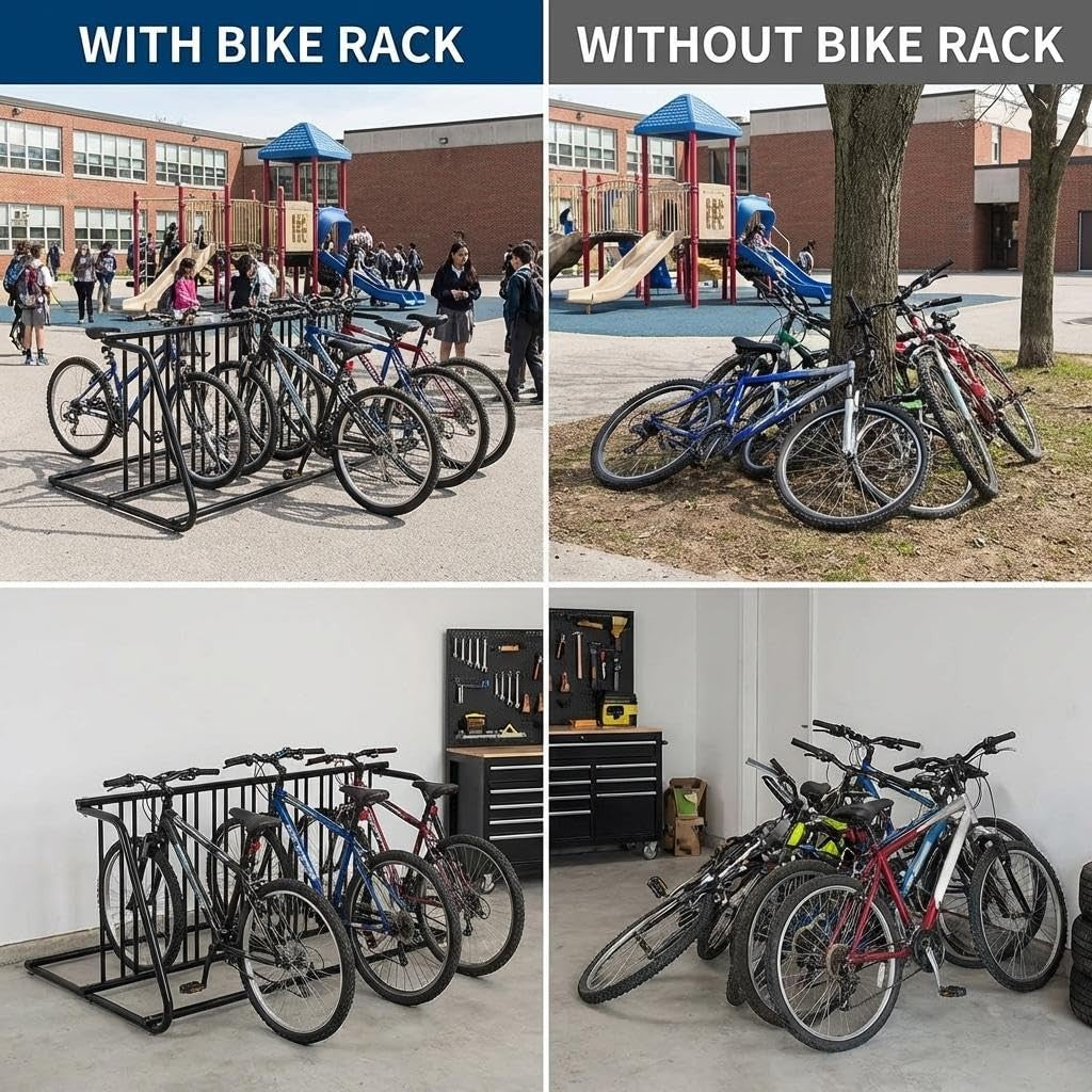 Heavy Duty Steel Bike Rack for 5-10 Bikes Freestanding Garage Storage Organizer