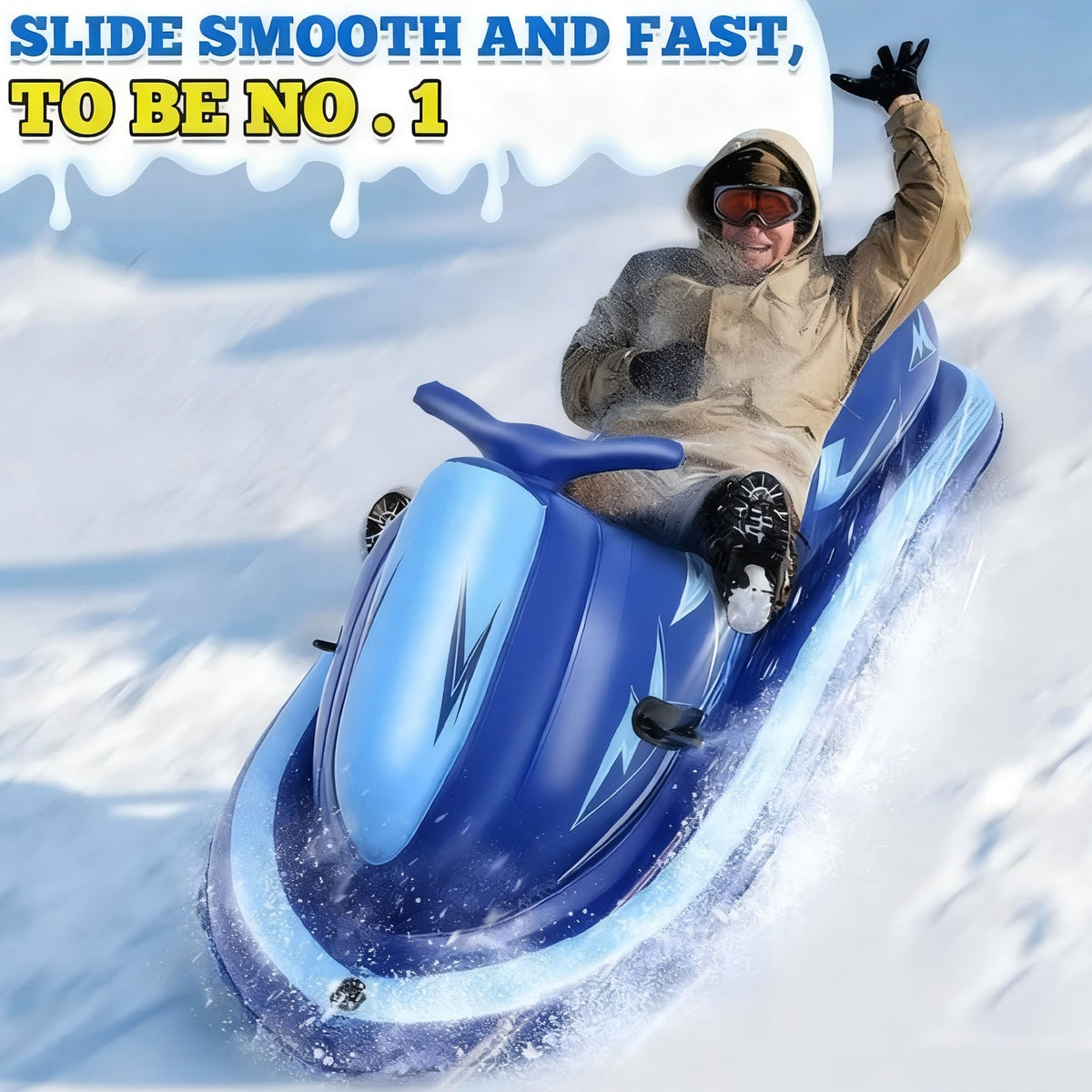 Large Inflatable Snow Tube for Sledding - 81 Inch Heavy-Duty Winter Snow Sled