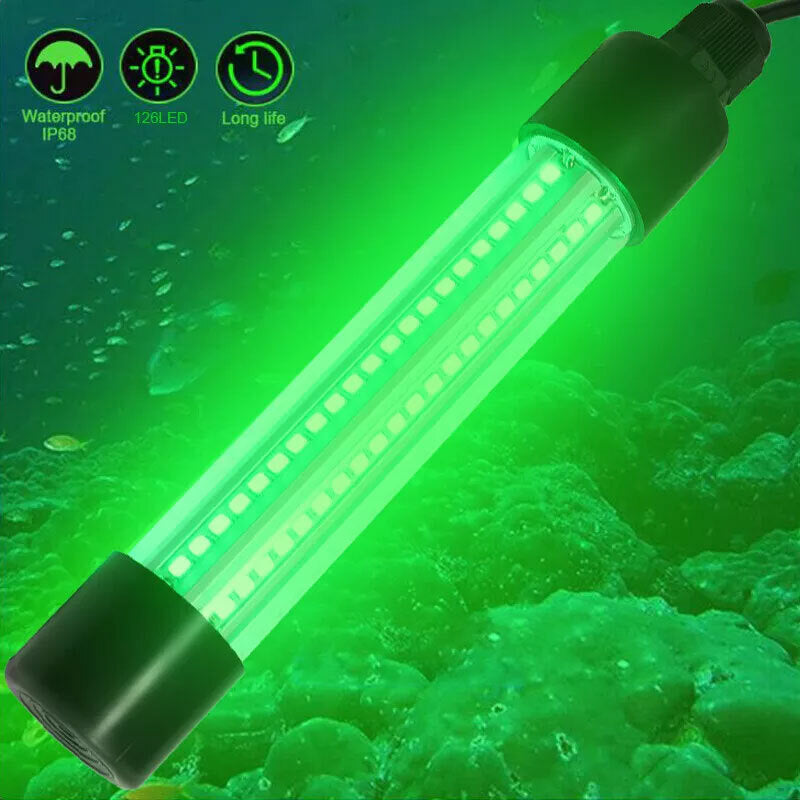 12V Green Underwater LED Fishing Light - Night Fish Attractor, 50,000lm