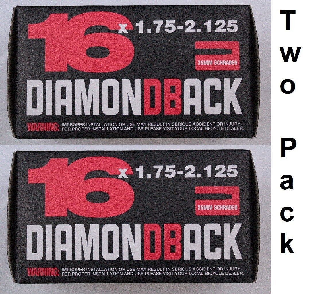 2 Bicycle Inner Tubes 16 x 1.75-2.125 with Schrader Valve - Heavy Duty, Thorn-Resistant