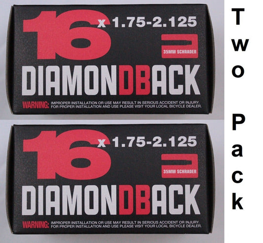2 Bicycle Inner Tubes 16 x 1.75-2.125 with Schrader Valve - Heavy Duty, Thorn-Resistant
