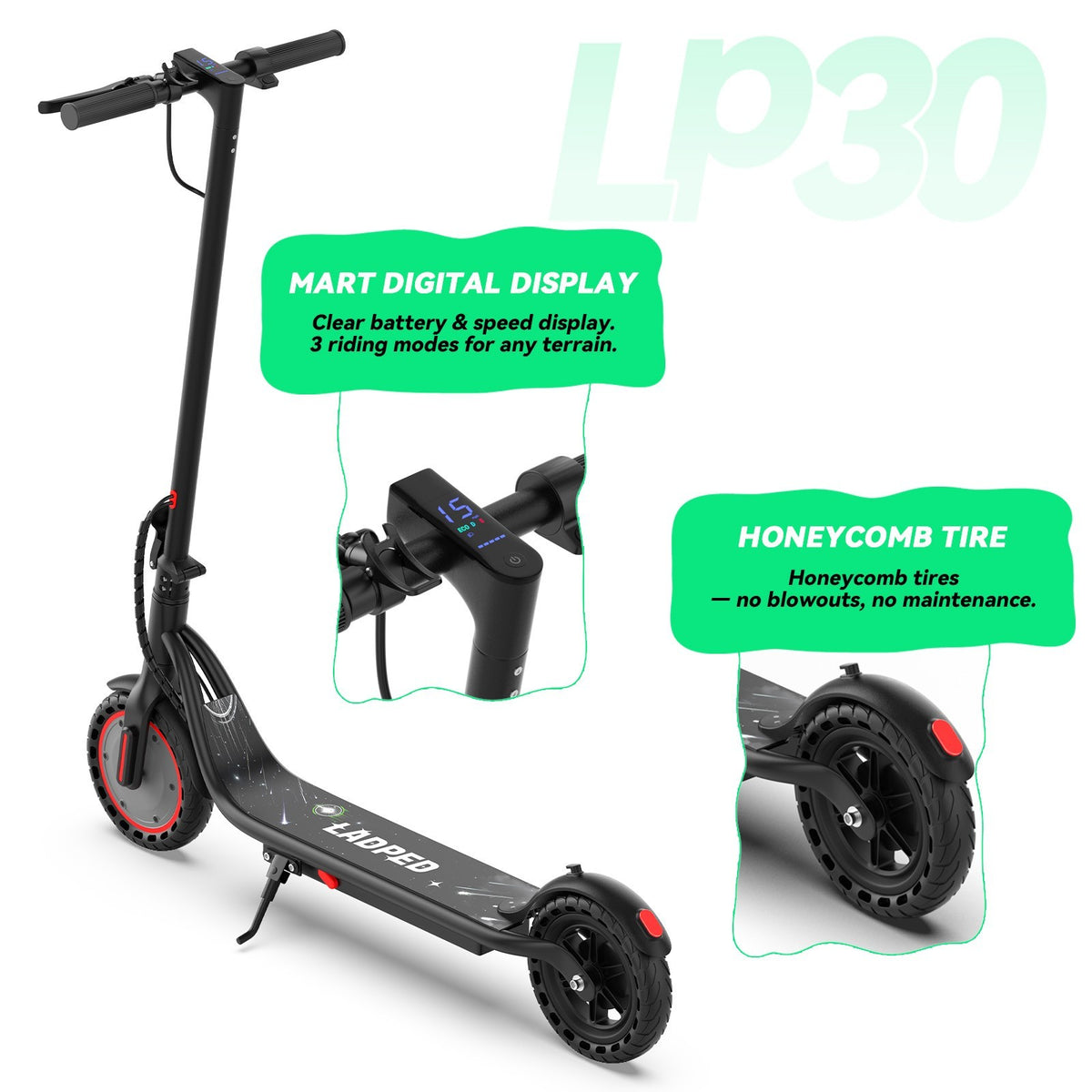 Adult Electric Scooter Foldable Commuter E-Scooter 25KM/H Long Range