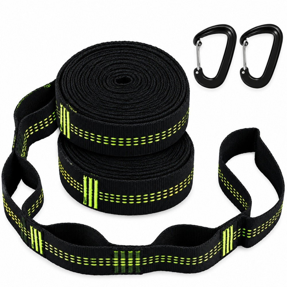 10FT Durable Polyester Hammock Tree Straps with Carabiners for Camping & Outdoor