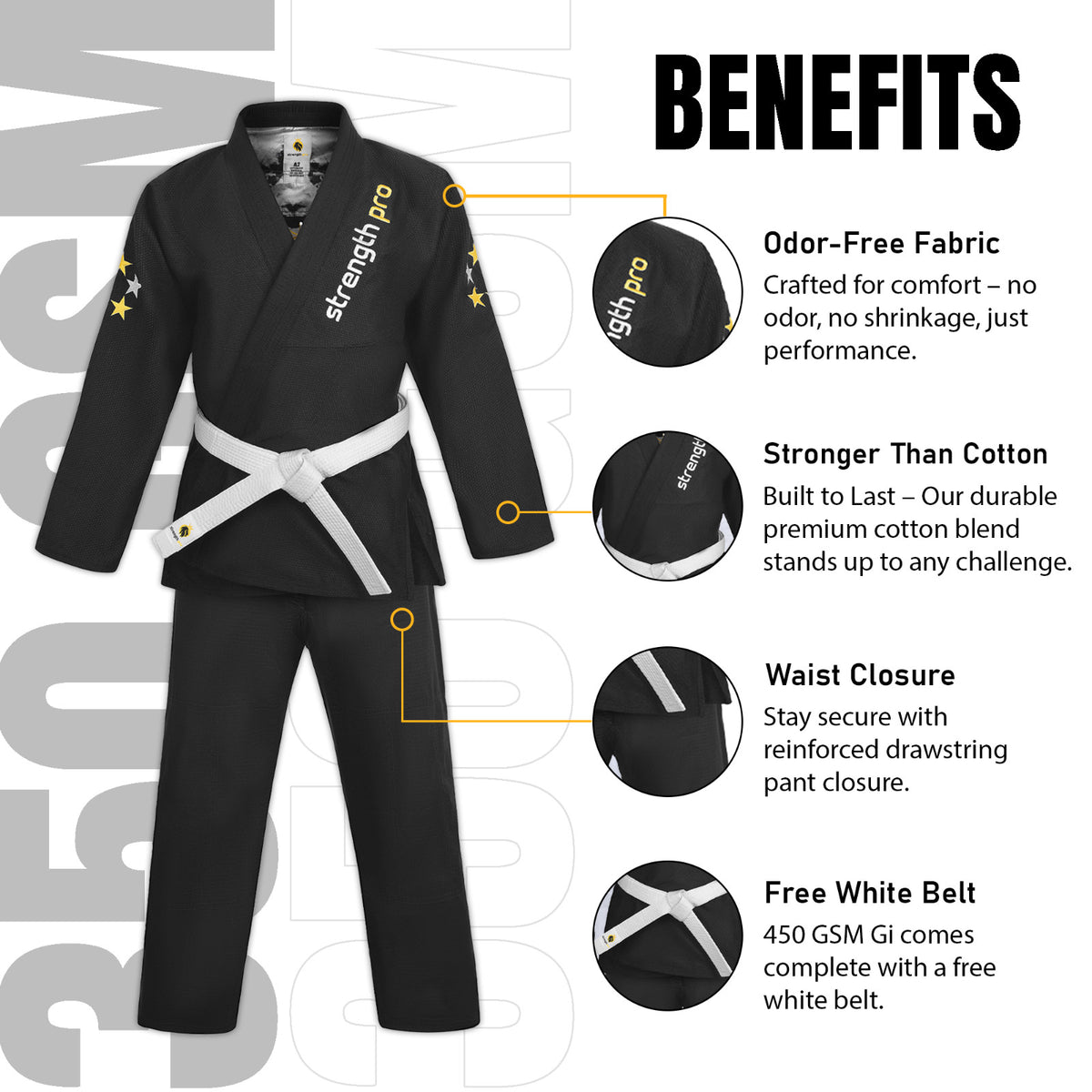 Jiu Jitsu Gi Uniform with Belt Lightweight Preshrunk Kimono for Men & Women