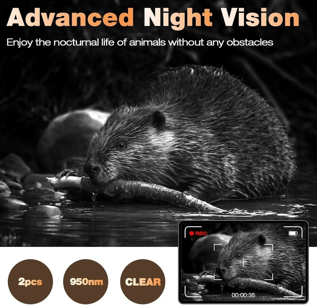 Mini Trail Deer Camera 48MP 4K Wildlife Hunting Camera Waterproof Night Vision