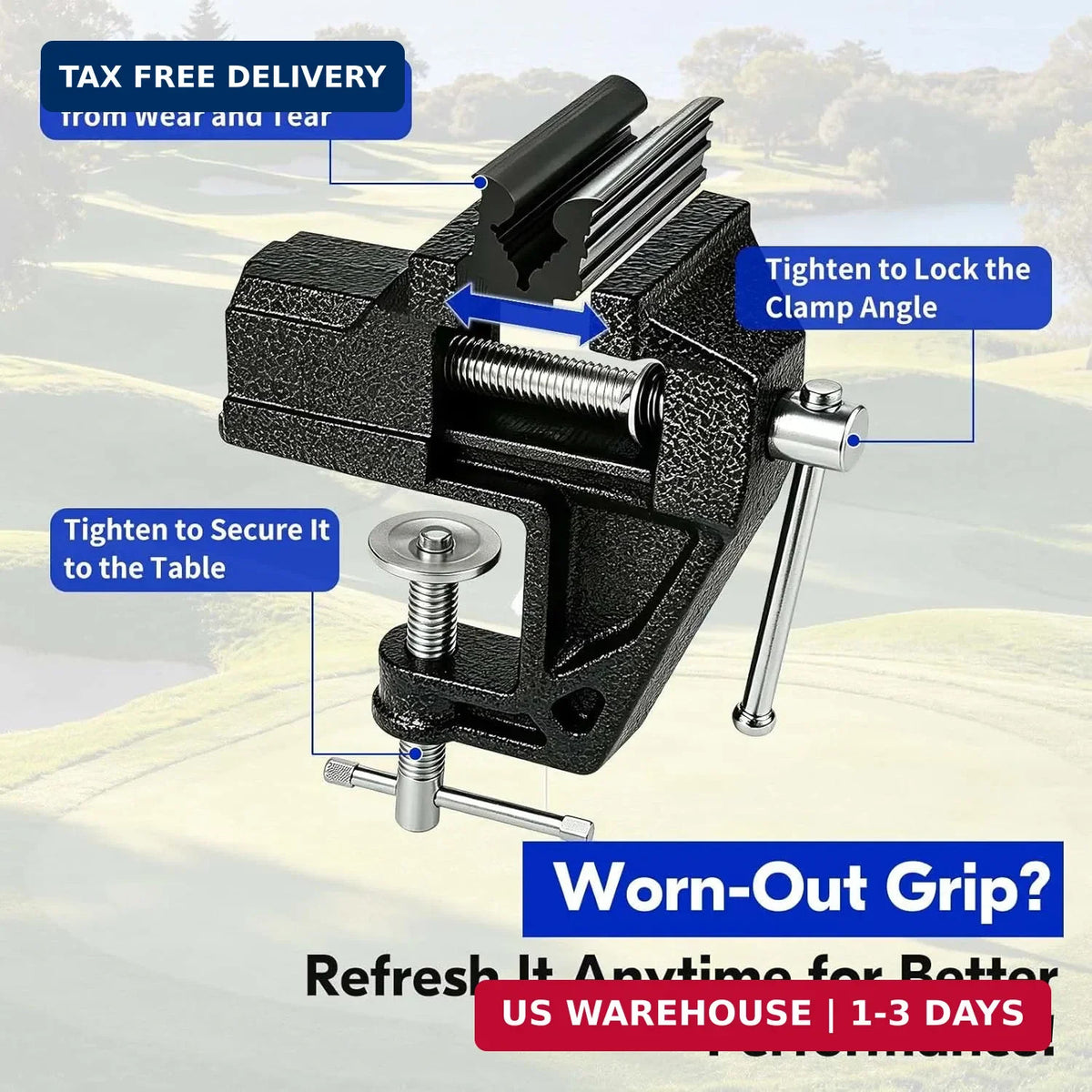 Golf Grip Replacing Kit with Vise Clamp & Tools - DIY Club Maintenance
