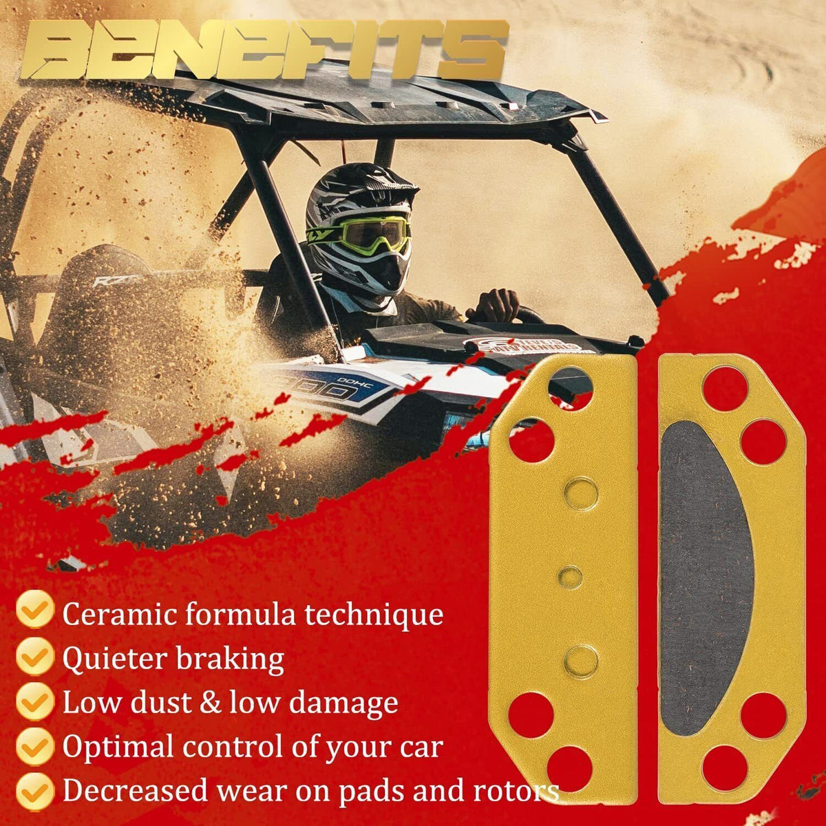 Parking Brake Pad Kit for Polaris Ranger 2005-2015 with Ceramics Compound