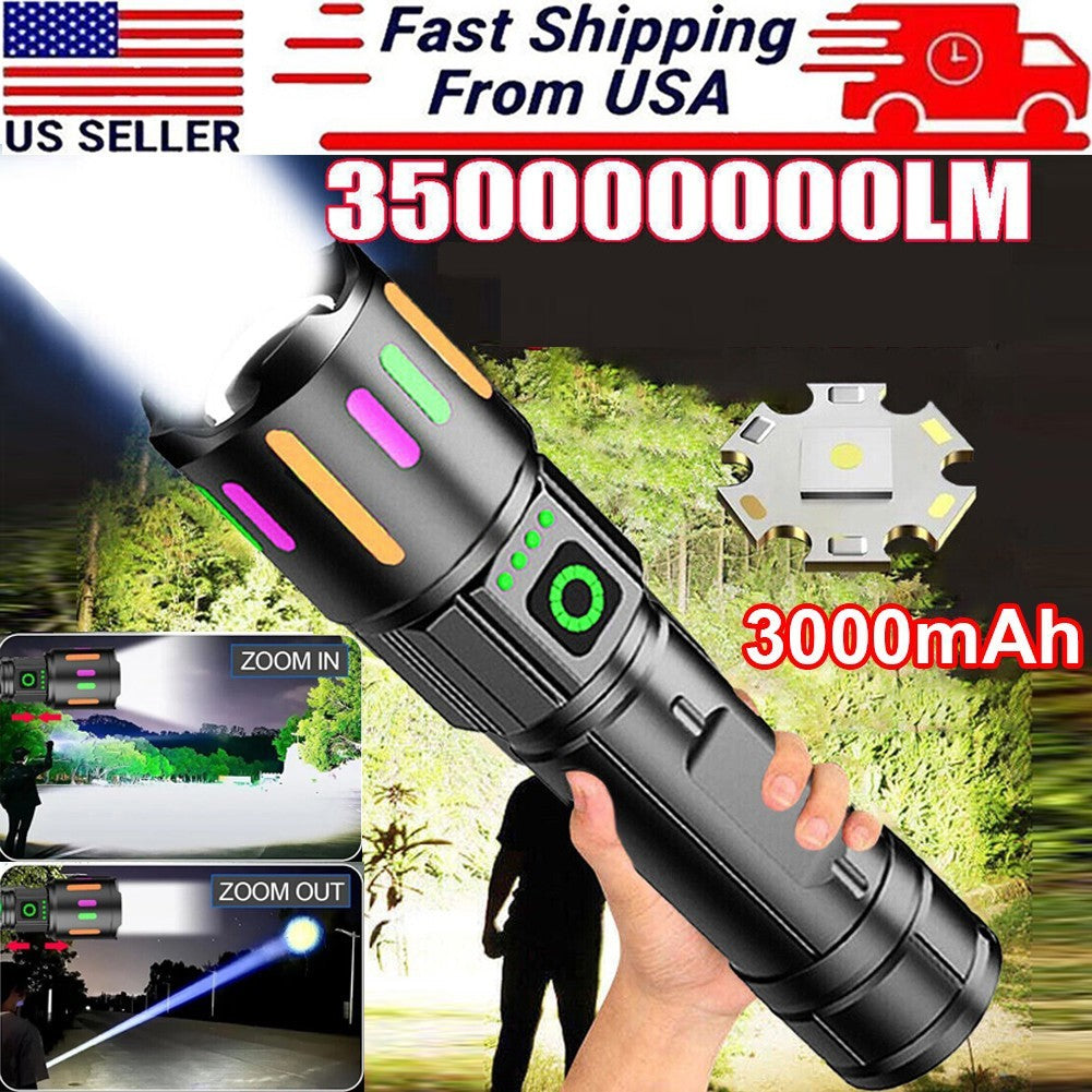 Super Bright Rechargeable LED Tactical Flashlight with Zoomable Focus