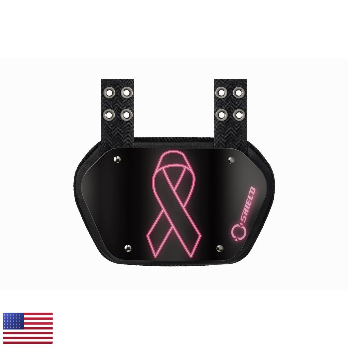 Youth Football Back Plate Impact-Resistant Lower Back Protector Pink Ribbon