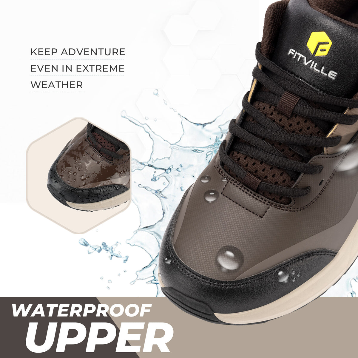 Men's Hiking Shoes Waterproof Wide Fit Outdoor Walking Sneakers