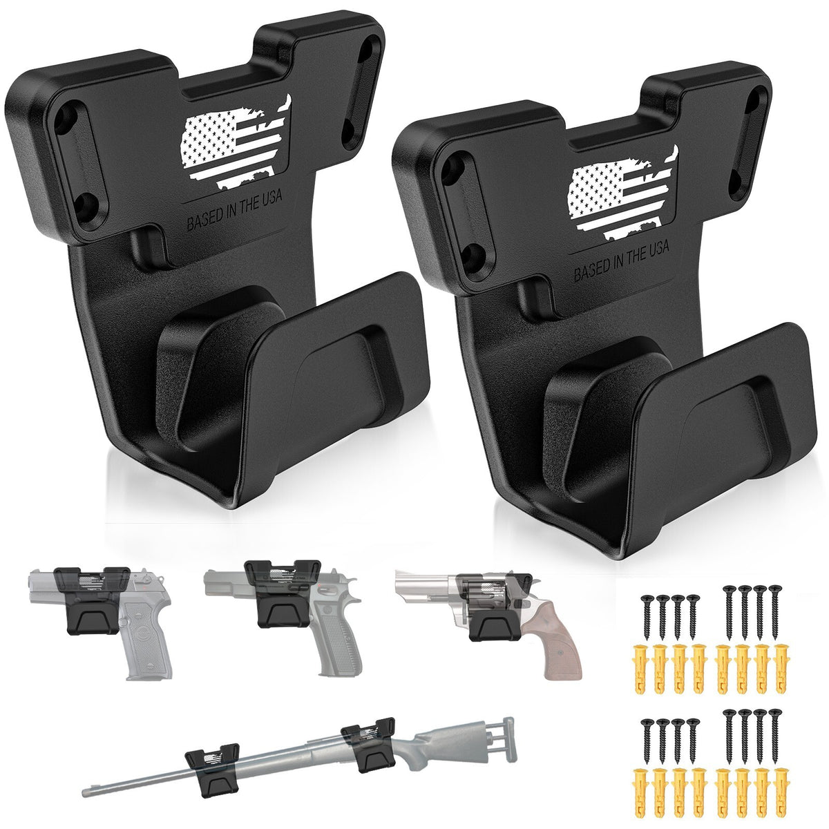Magnetic Car Gun Mount Holder Rack with Trigger Guard - 2 Pack