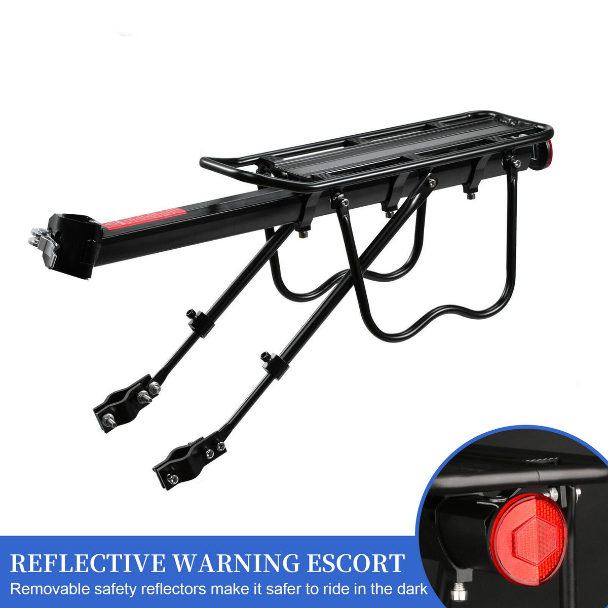 Heavy Duty Bicycle Rear Rack Cargo Carrier with 110 Lb Capacity