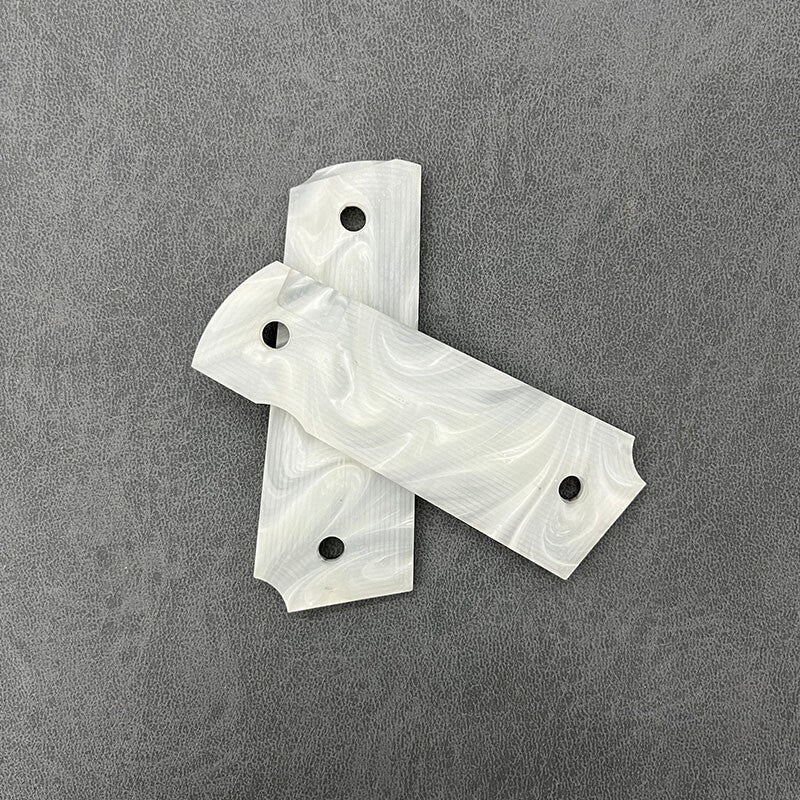 1911 Gun Grips Full Size Colt & Clones White Mother of Pearl Engraved with Screws