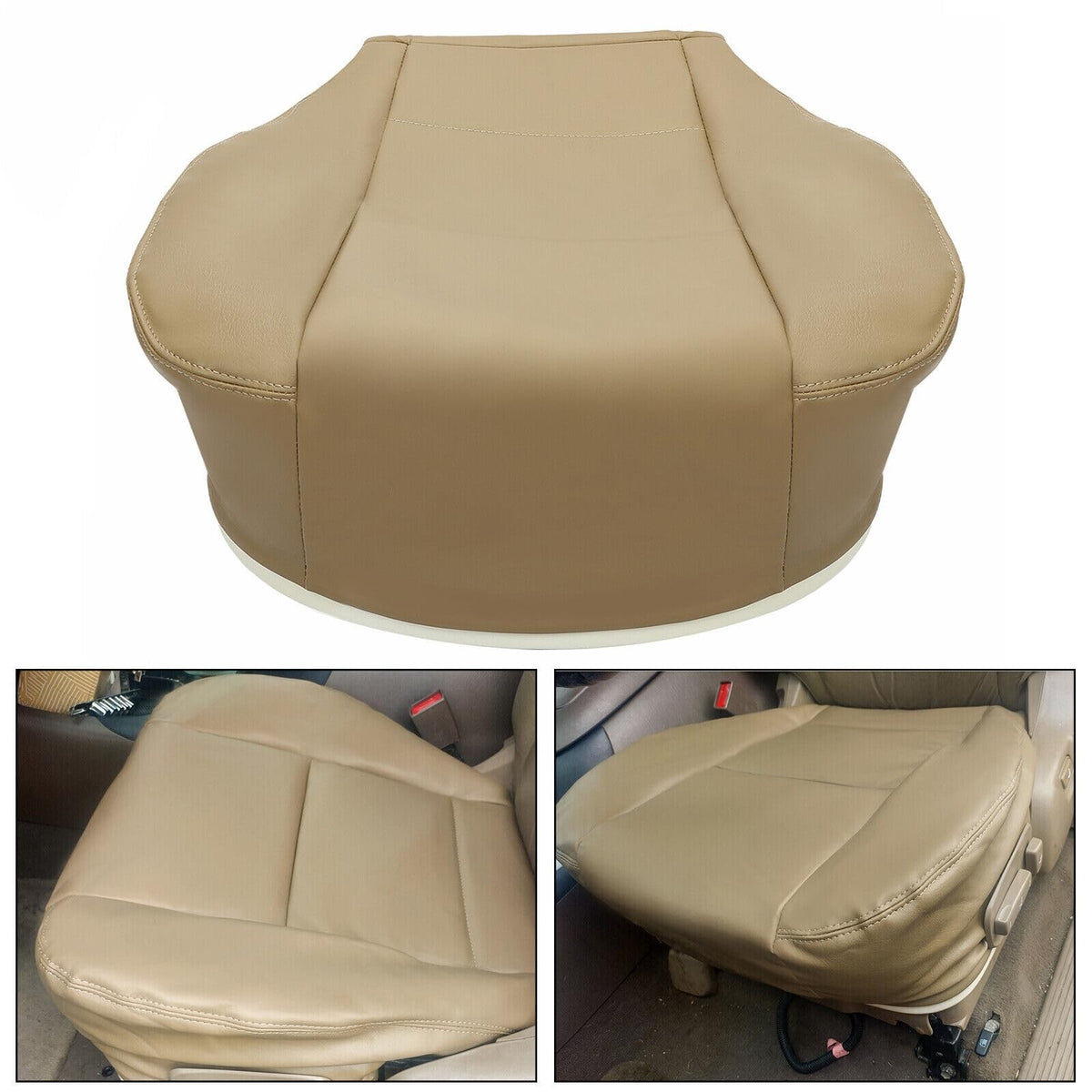 Universal 4-Piece Tan Leather Microfiber Seat Covers for Toyota Tundra & Sequoia 2000-2007