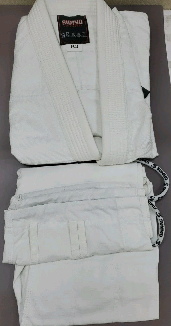 Brazilian Jiu Jitsu Gi Shirt and Pant Set White Size K3 - Basic Training Gear