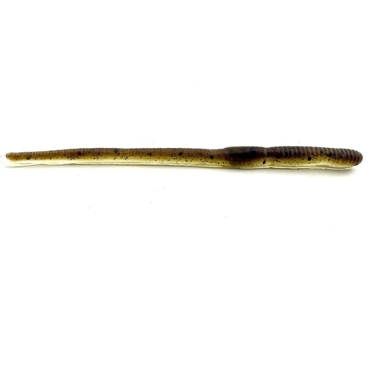 25 Hand Poured 5.5” Plastic Worms for Fishing - Green Pumpkin & Flake