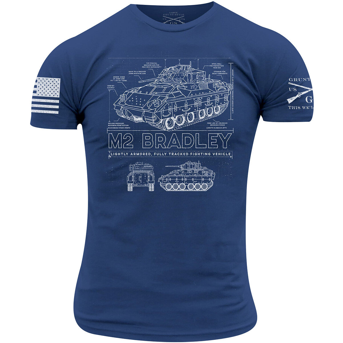 Men's Tactical T-Shirt - M2 Bradley Specs, Royal Blue, Multiple Sizes