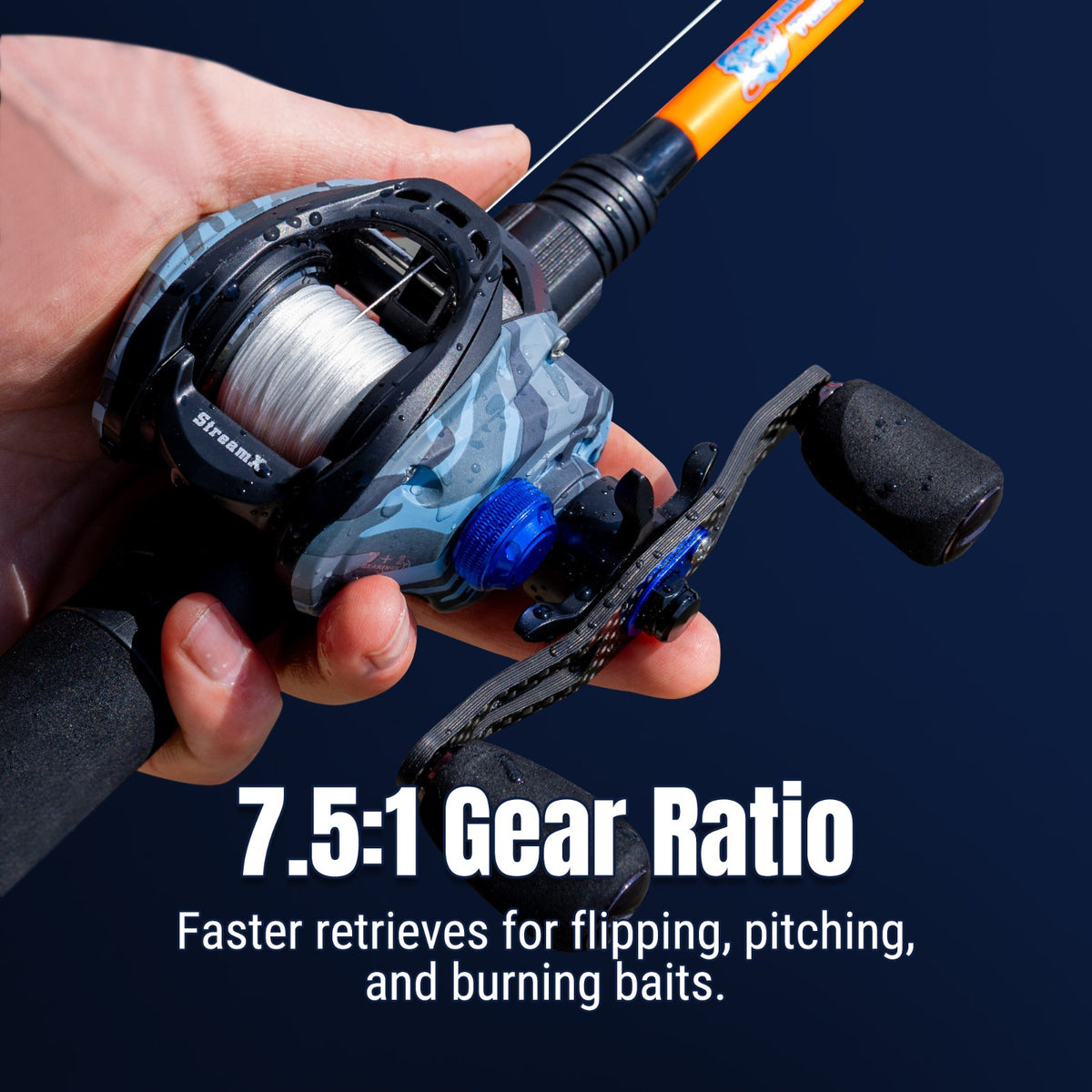 High Speed Baitcasting Fishing Reel 7.5:1 Gear Ratio - Lightweight & Durable