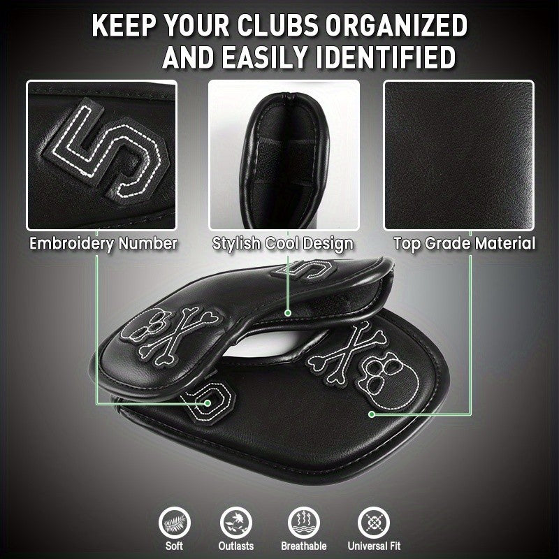 Golf Skull Skeleton Headcover for Irons - Black Golf Club Head Cover