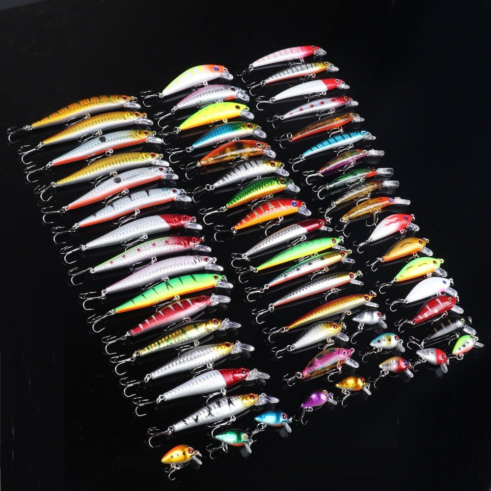 56pcs Minnow Fishing Lure Kit Hard Plastic Baits for Freshwater & Saltwater