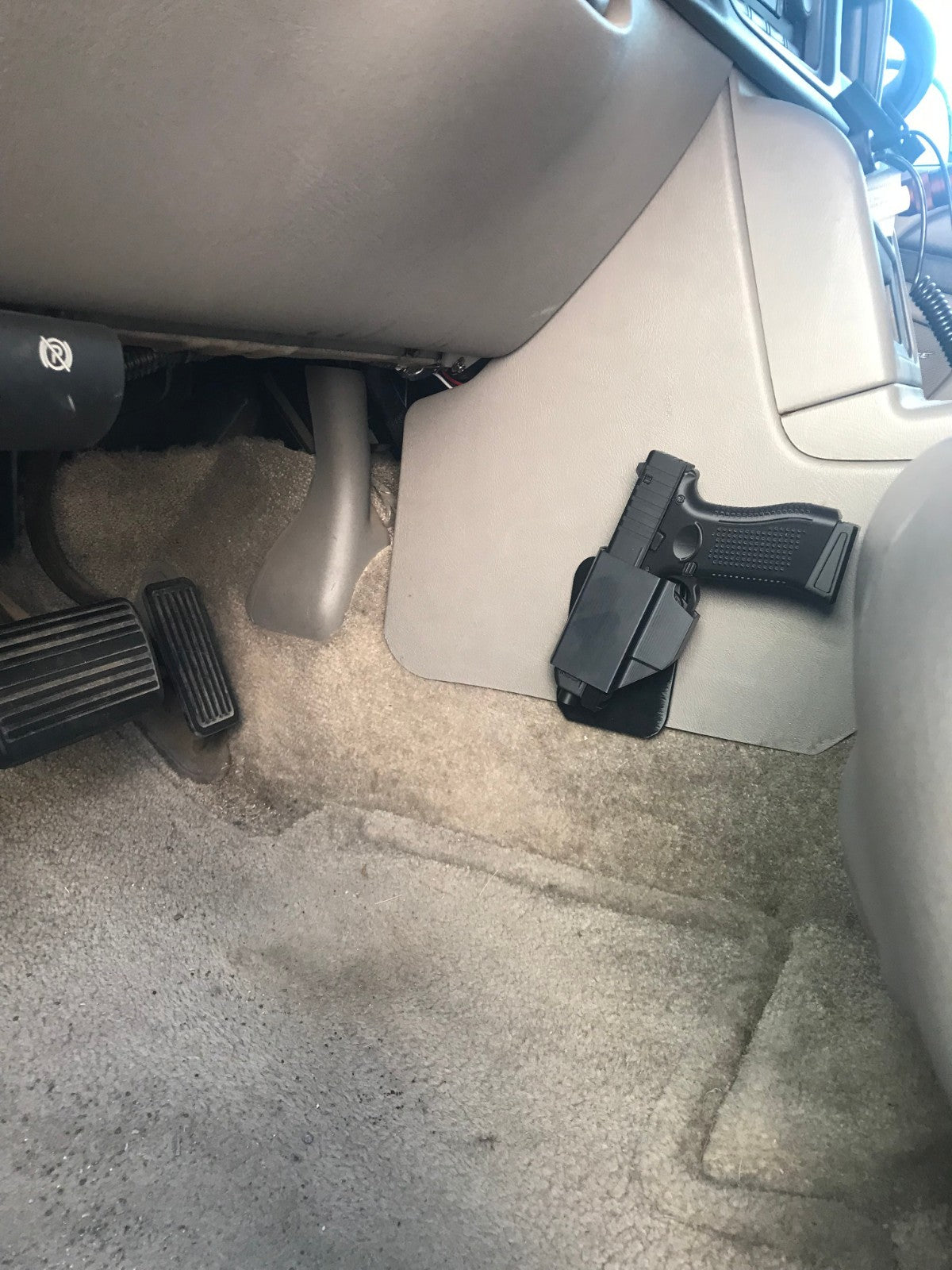 Universal Vehicle Side Arm Holster Mount for Center Console - No Drills