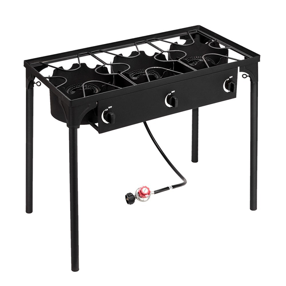 Portable 225,000-BTU 3 Burner Gas Camping Stove Grill Outdoor Cooker