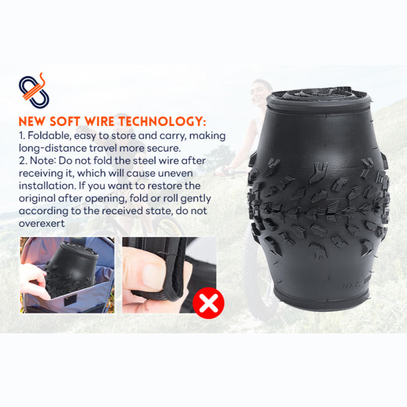 Fat Bike Tire and Inner Tube Set 20x4.0 for Mountain & Off-Road Biking