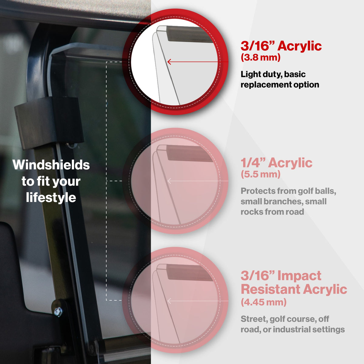 Fold Down Clear Windshield for Club Car Precedent Golf Cart 2004-2021