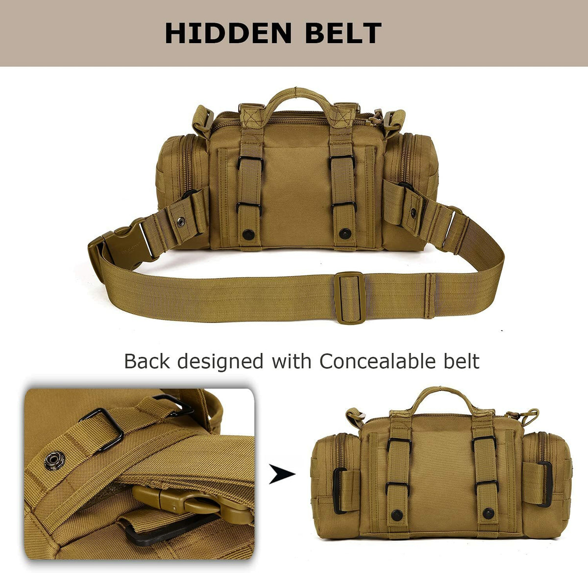 Military Waist Bag Molle Waterproof Fanny Pack Utility Pouch for Outdoor