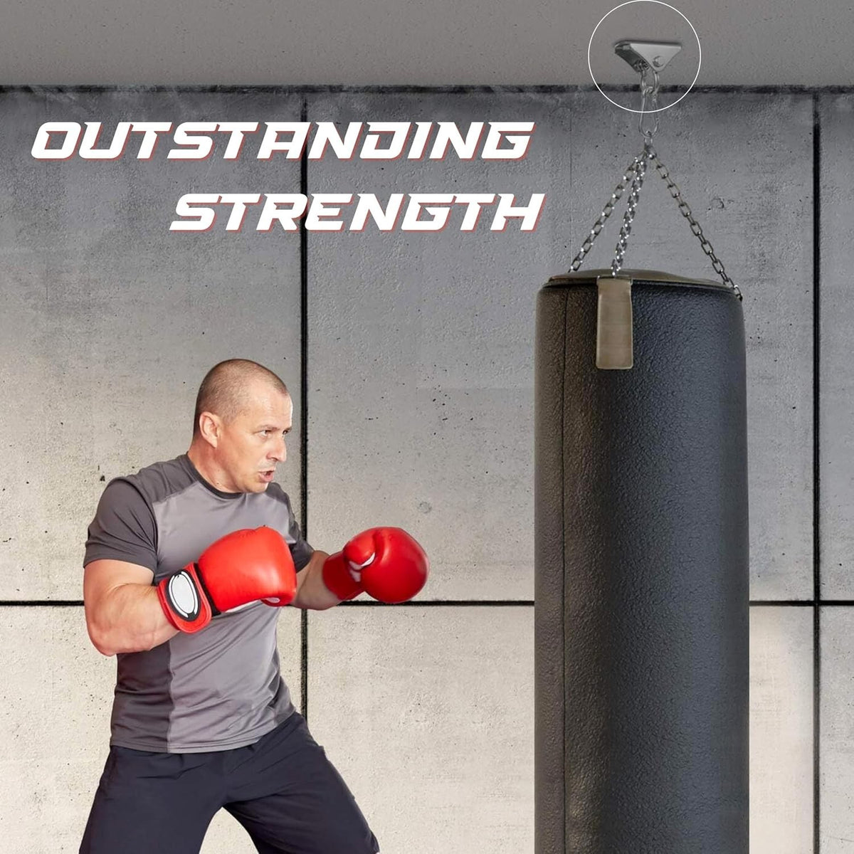 Stainless Steel Punching Bag Hanger with Swivel Chain and Snap Hooks - Heavy Duty Gym Equipment