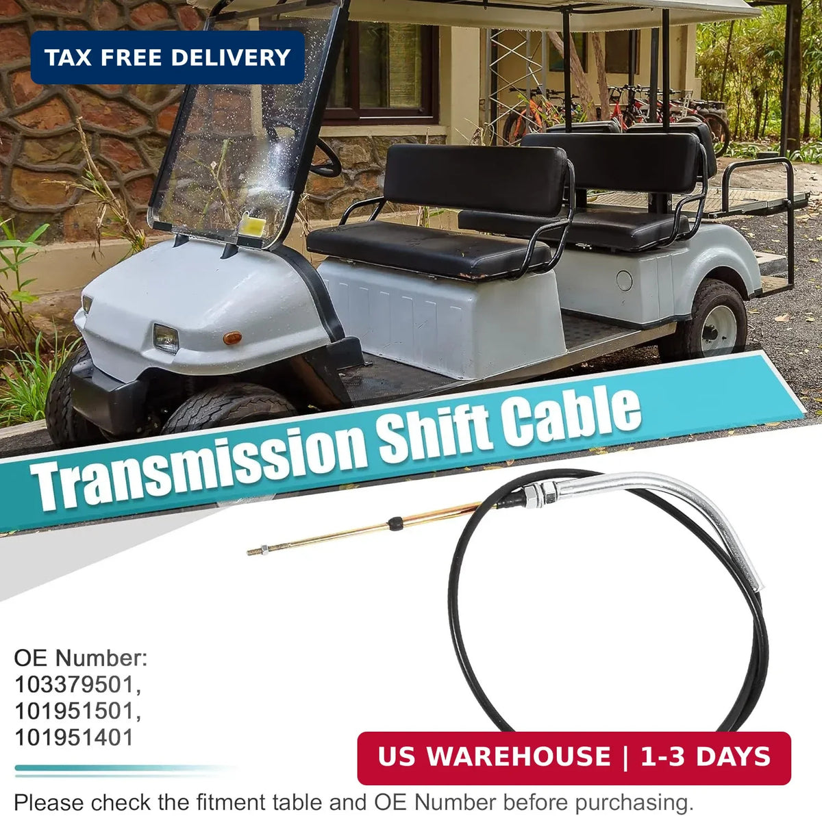 Golf Cart Transmission Shift Cable Replacement for Club Car D-S 1998