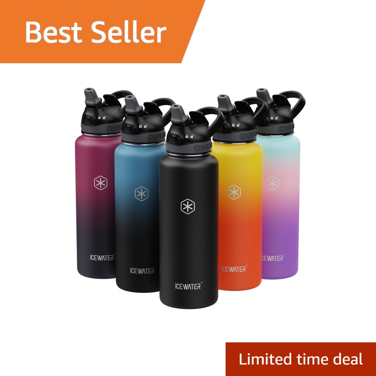 40oz Insulated Water Bottle with Straw - Space Black, Leak-Proof & BPA-Free