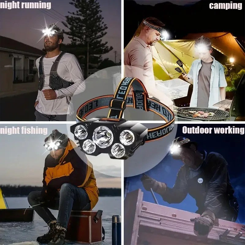 Rechargeable LED Headlamp with 4 Modes Waterproof Head Light 400 Lumens