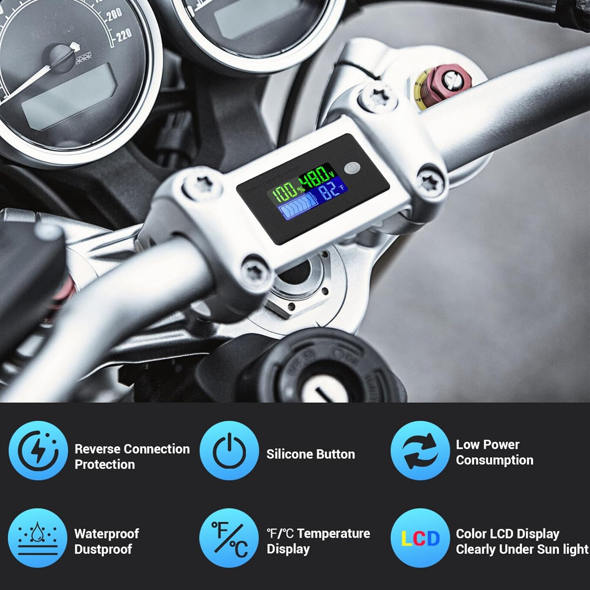 48V Lithium Battery Monitor with LCD Display for Golf Carts and Vehicles